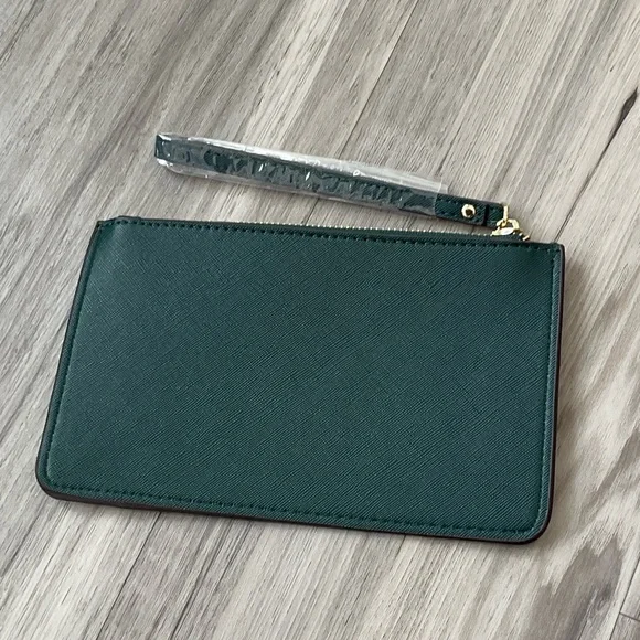 Kate Spade Forest Green Clutch with Gold Detail NWT